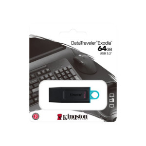 KINGSTON 64Go USB3.2 Gen1 DT Bk+Teal