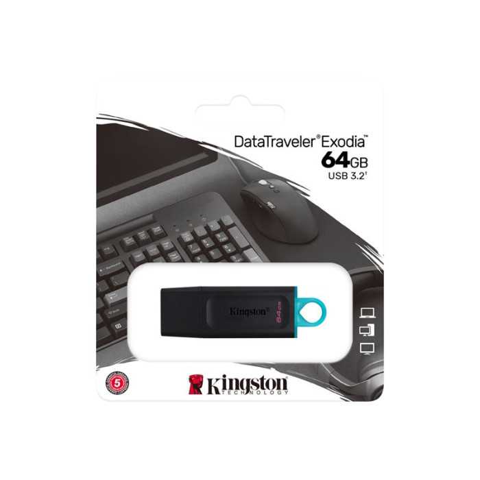 KINGSTON 64Go USB3.2 Gen1 DT Bk+Teal