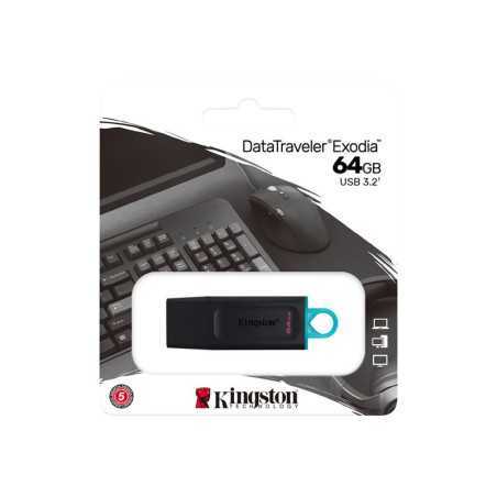 KINGSTON 64Go USB3.2 Gen1 DT Bk+Teal